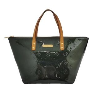 Louis Vuitton Green Vernis Patent Tote with Tan Handles